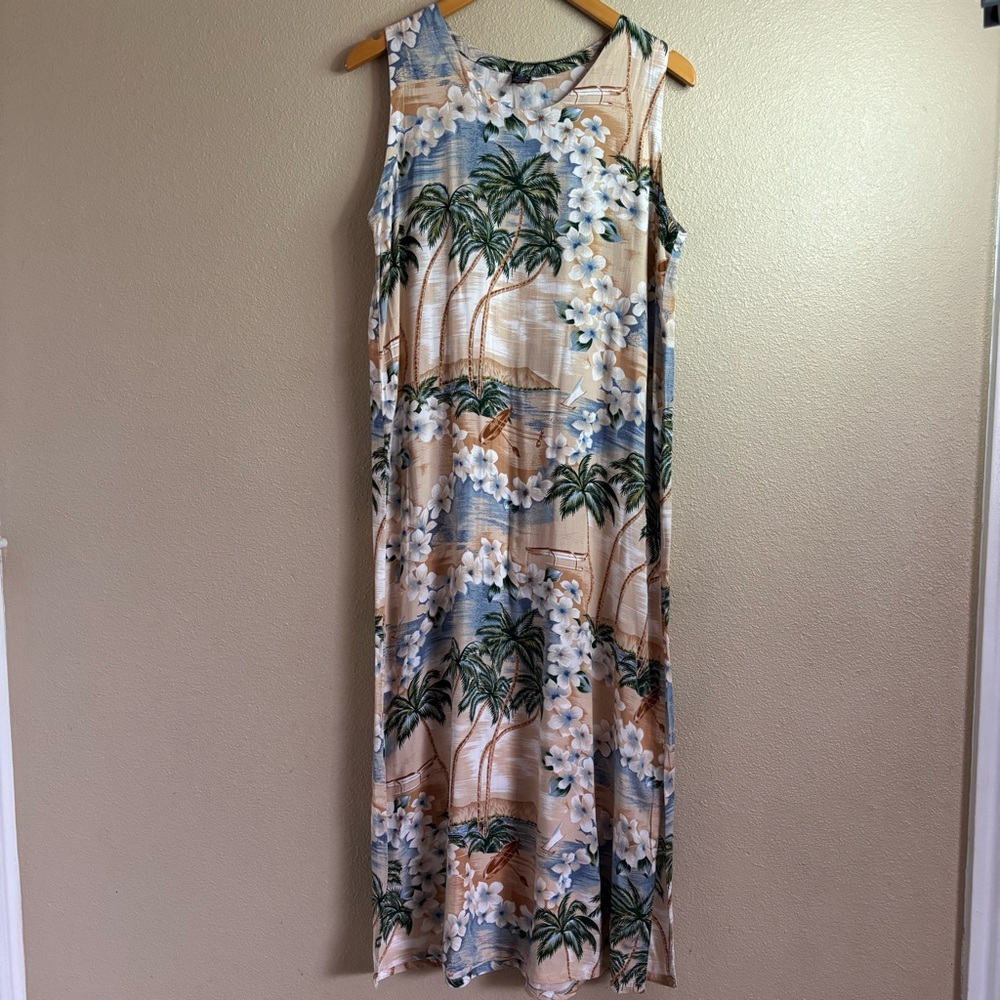 Hibiscus Collection Hawaii Floral Paradise Sleeveless Maxi Dress size M